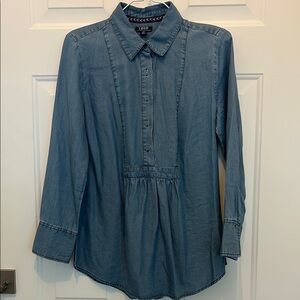 Izod Blue Denim Long Sleeve Button-Up Shirt